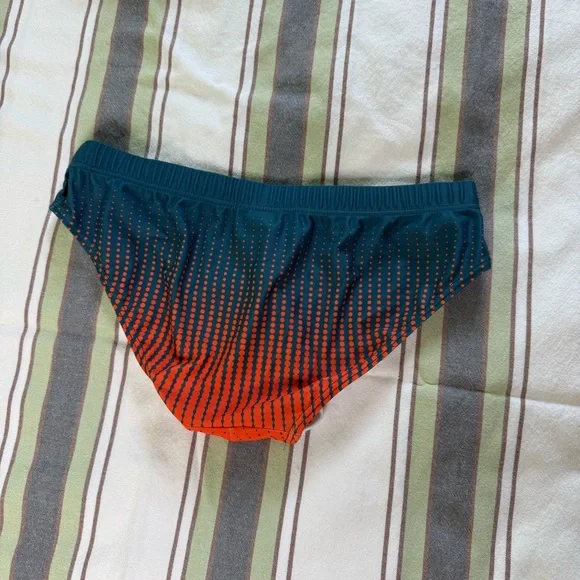 Stylish Orange and Blue Swim Briefs - Picture 2 of 2